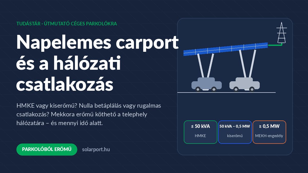 Napelemes carport és a hálózati csatlakozás: HMKE, kiserőmű vagy nulla betáplálás?