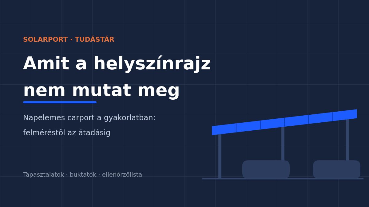 Napelemes carport helyszíni felmérés – borítókép parkoló feletti napelemes szerkezettel